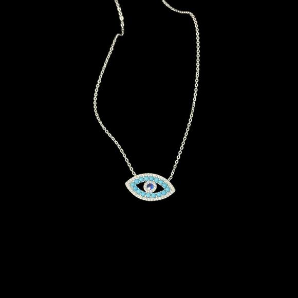 Evil Eye Pendant Necklace with Cubic Zirconia Elegant Protection Jewelry - Picture 2 of 5